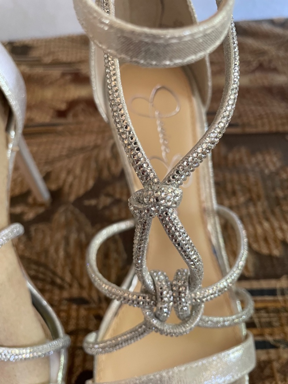 NWT Jessica Simpson Josy Rhinestone Strappy Stiletto Sandals Silver Size 6.5 - Picture 14 of 16
